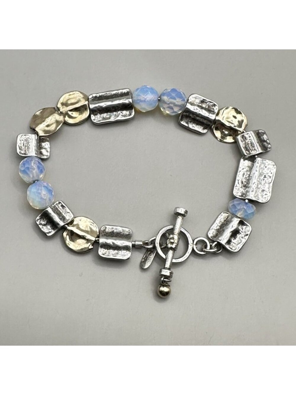 Talma Keshet Israel Modernist Sterling Silver Beaded Bracelet Toggle Closure